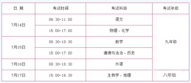 2020安徽中考时间是几月几号3