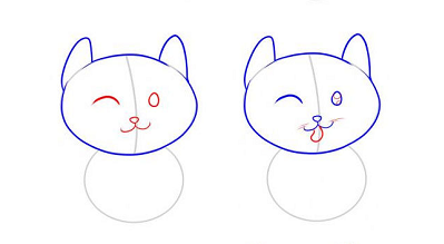 可爱的小猫咪简笔画怎么画2