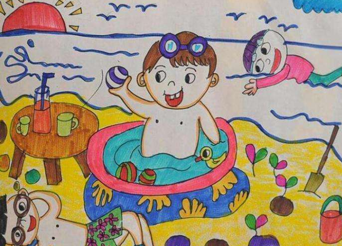 快乐暑假的儿童画怎么画简单的5