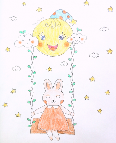 中秋节兔子和月亮简笔画图片大全2