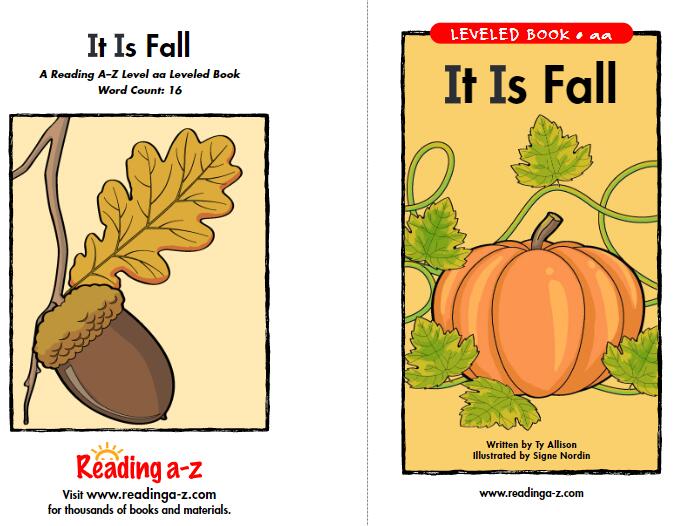 美国Raz分级阅读绘本《It Is Fall》odf资源免费下载