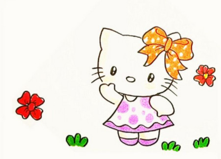 凯蒂猫简笔画带颜色可爱