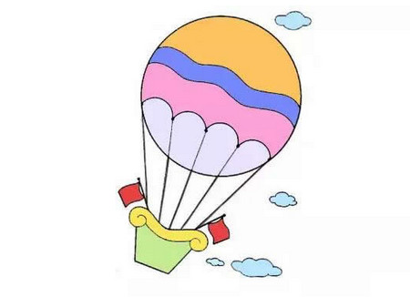 彩色热气球的画法