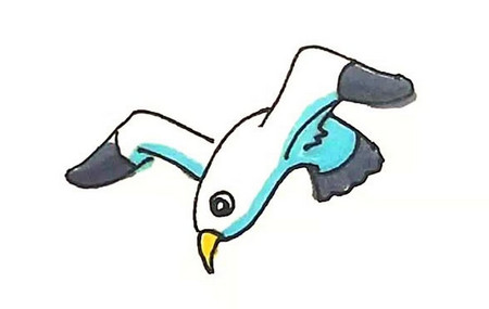 海鸥简笔画彩色画法
