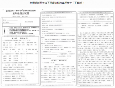 新课标版五年级语文下册期末质量监测二pdf资源免费下载