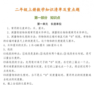 二年级上册数学知识点及典型题大汇总电子版免费下载