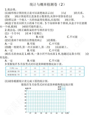 2021年人教版六年级数学下册统计与概率期末复习题及答案二免费下载