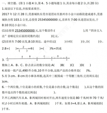 2021年六年级数学小升初测试卷及答案六免费下载