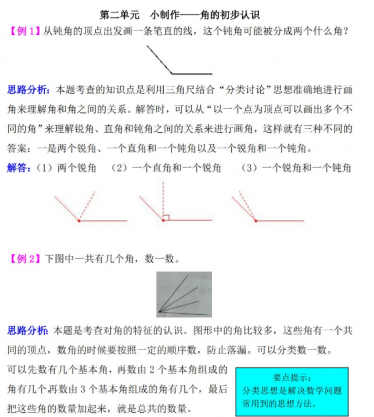 二年级数学小制作:角的初步认识检测题解析