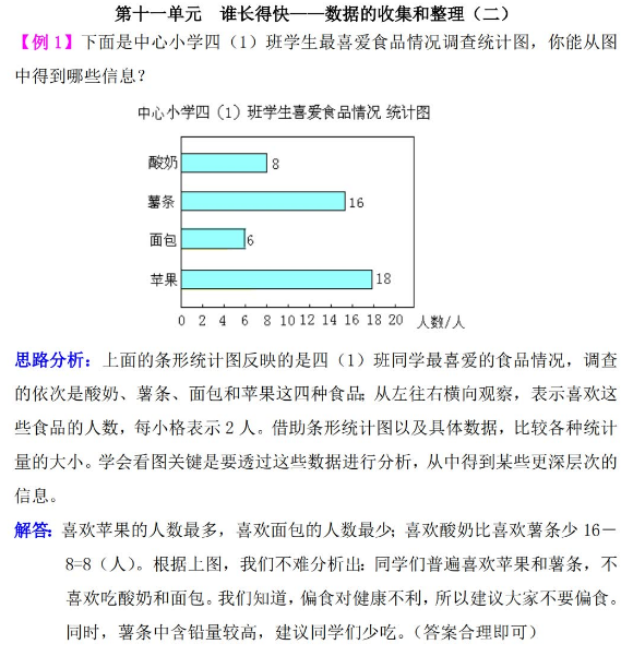 三年级数学谁长得快:数据的收集和整理（二）检测题解析