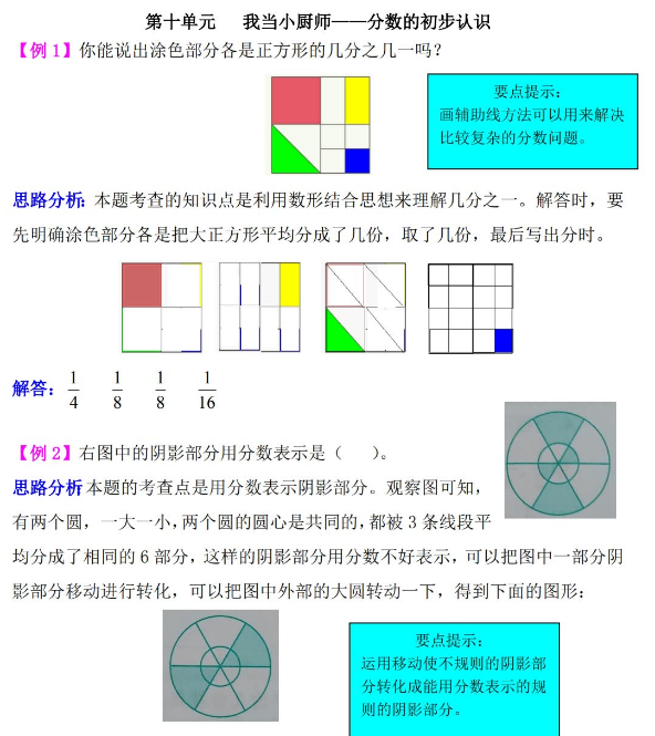 三年级数学我当小厨师:分数的初步认识检测题解析