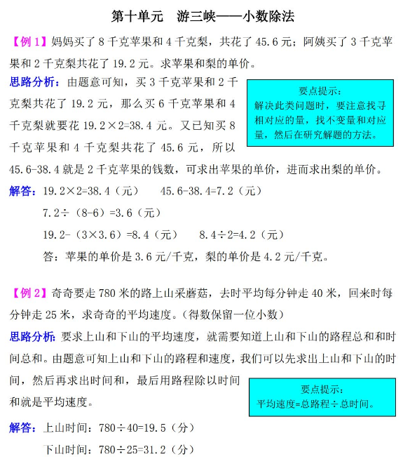 四年级数学游三峡:小数除法检测题解析(难题)