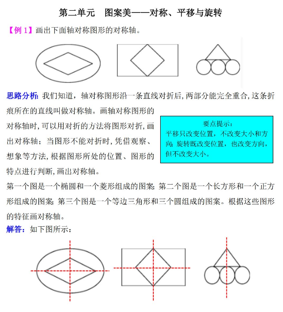 五年级数学图案美:对称、平移与旋转检测题解析