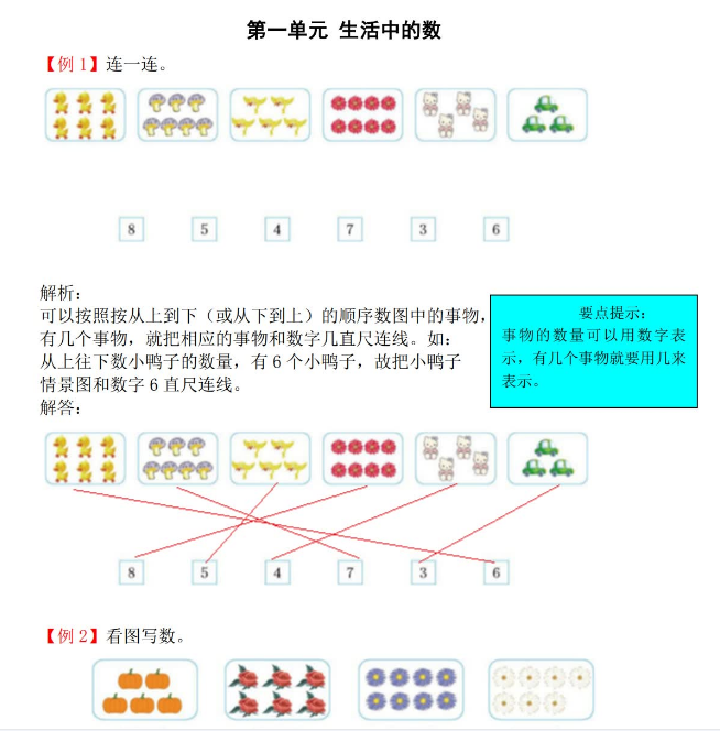 2021年北师大版一年级上册第一单元生活中的数试题解析