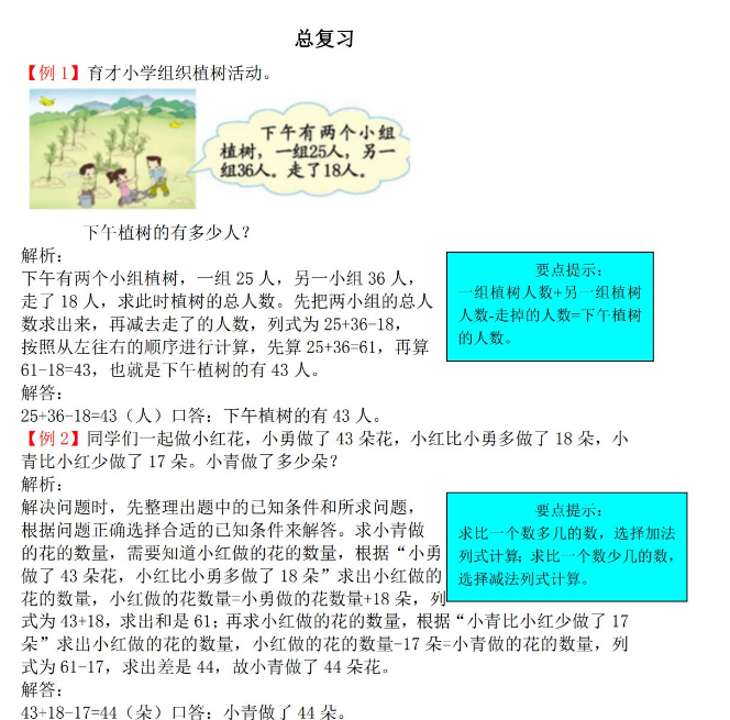 2021年北师大版二年级数学上册总复习试题解析