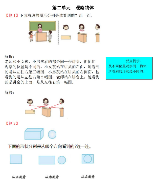 2021年北师大版三年级上册第二单元观察物体试题解析