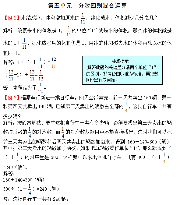 2021年苏教版六年级上册第五单元分数四则混合运算试题解析