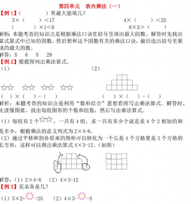 2021年人教版二年级上册第四单元表内乘法（一）试题解析