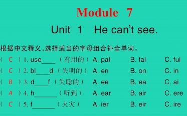 2021秋五年级英语上册Module 7 Unit 1 He can't see习题课件PPT免费下载