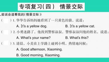 2021秋三年级英语上册专项复习(四)情景交际习题课件PPT免费下载