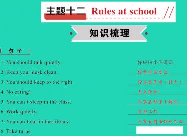 2021小考英语满分特训主题十二Rules at school(讲)课件PPT免费下载