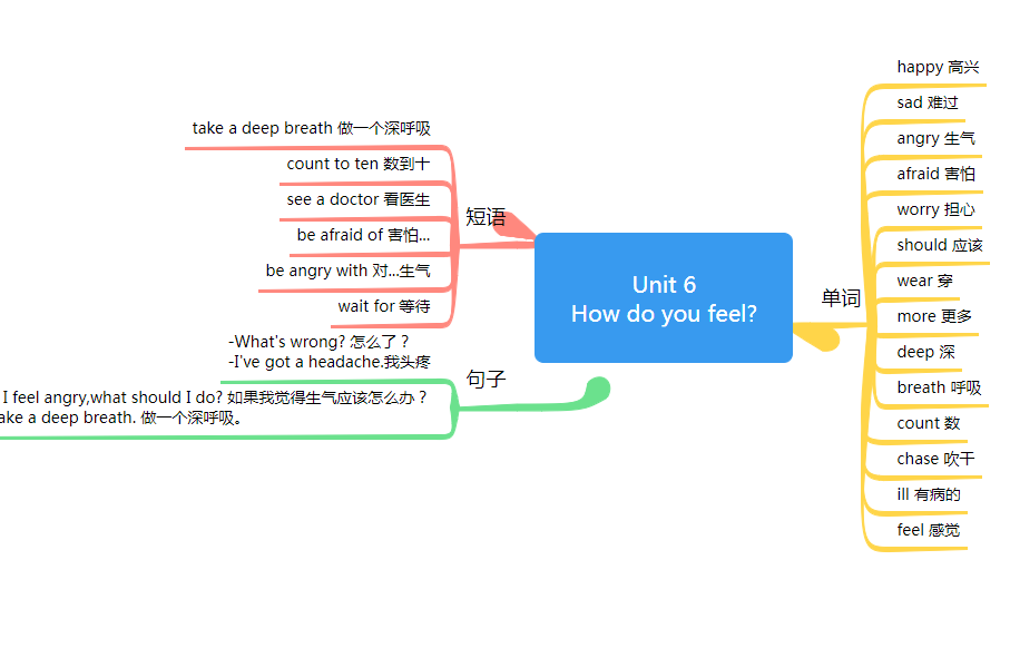 六年级上册英语思维导图第六单元(人教版)