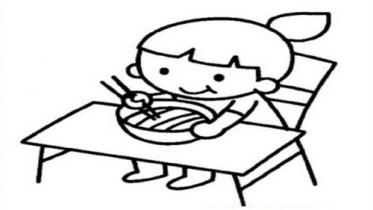 小女孩吃饭简笔画步骤