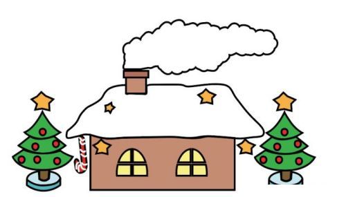 圣诞节房子简笔画图片
