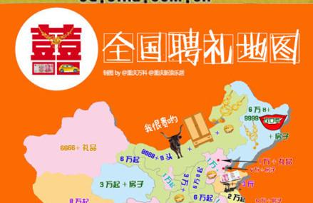 全国聘礼地图走红 婚姻也能“明码标价”？