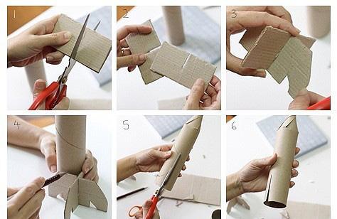 儿童手工制作：用硬纸板卫生纸卷筒制作火箭导弹