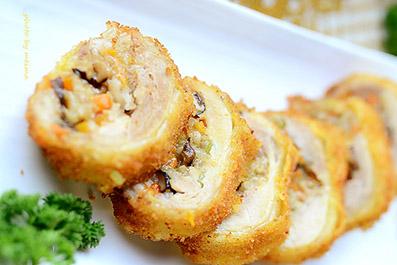 儿童美食菜谱之黄金鸡腿卷