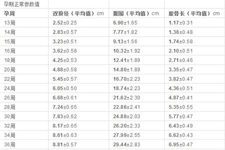 怀孕23周双顶径和股骨长度是多少
