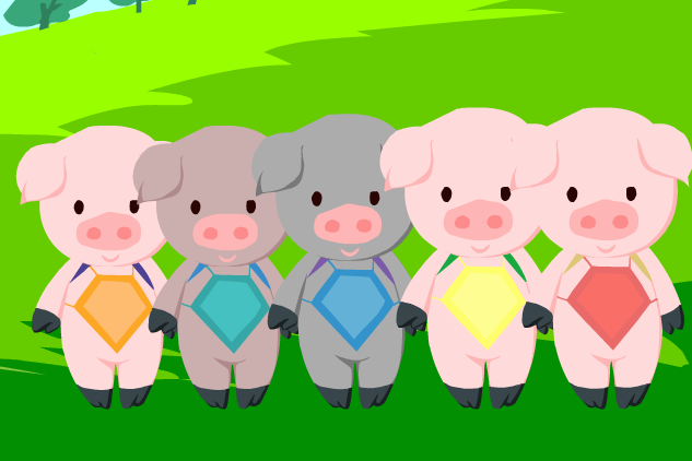 六只小猪去读书