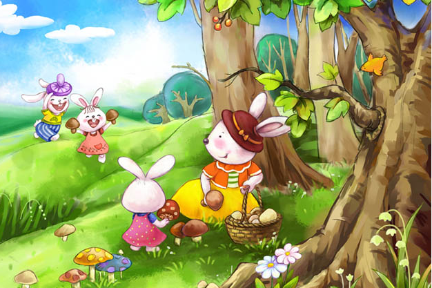 采蘑菇的小姑娘