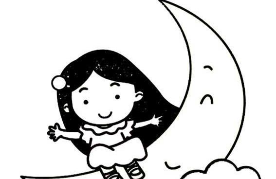 中秋节人物月亮简笔画