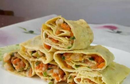 宝宝补钙食谱-蛋皮虾仁卷