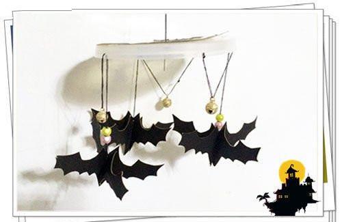 万圣节蝙蝠风铃制作方法