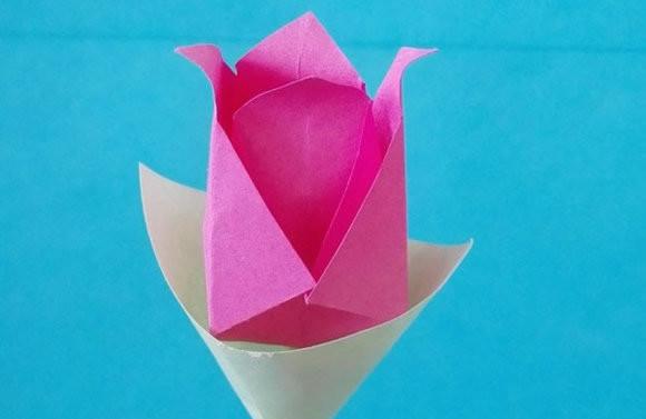 简易玫瑰花折纸图解步骤