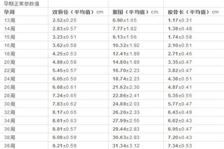 双顶径和股骨长标准