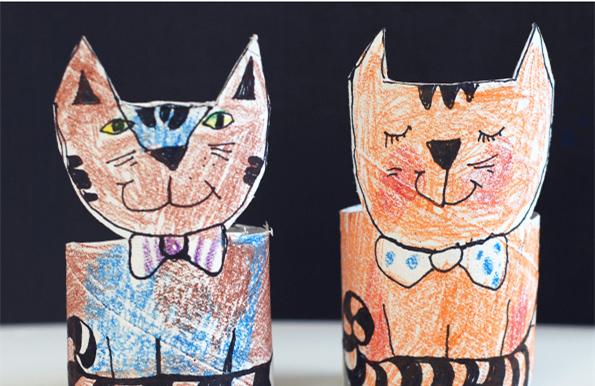 卷纸筒立体小猫制作方法
