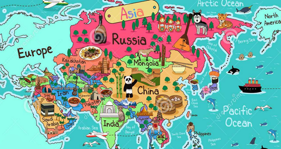 大洲亚洲欧洲的英文