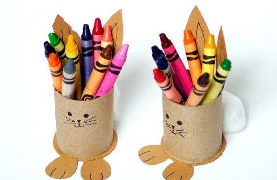 纸筒兔子收纳笔筒制作方法