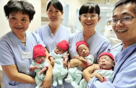 女子怀四胞胎, 愁坏了家里人, 结果是三女一男, 全家人乐开花了！