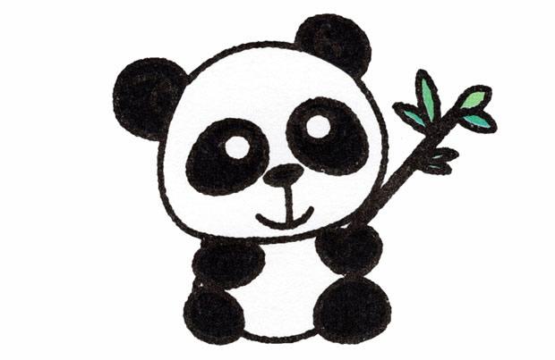 可爱熊猫简笔画步骤