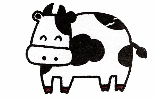 奶牛简笔画步骤图