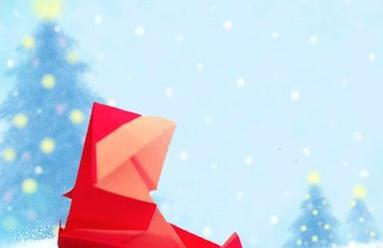 圣诞节创意折纸滑雪橇的圣诞老人