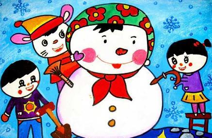 以堆雪人为主题的儿童画 雪人图片大全儿童画