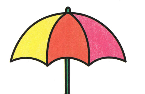 彩色伞的简笔画的画法