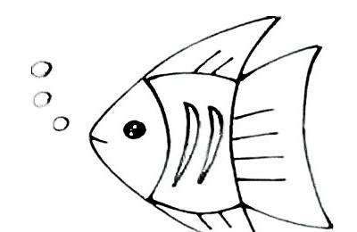 三角形热带鱼简笔画