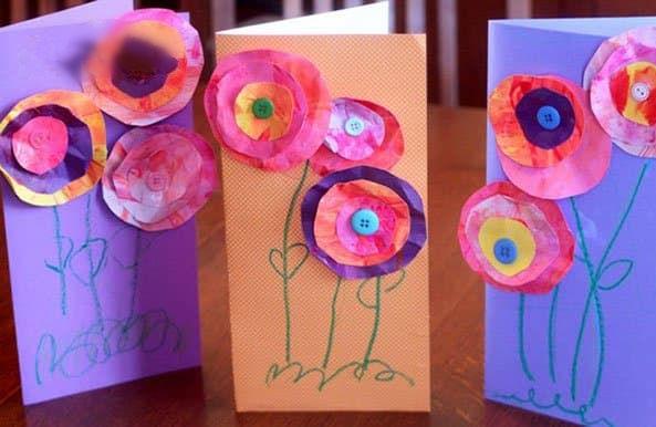 母亲节手揉彩纸花朵卡片手工制作
